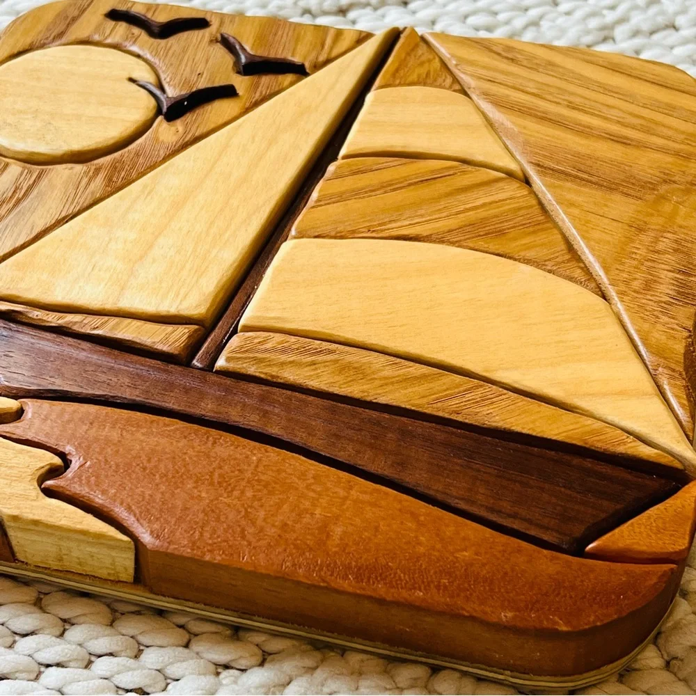 INTARSIA Wood Wall Art Nautical Boat Coastal Design from the Maldives RARE